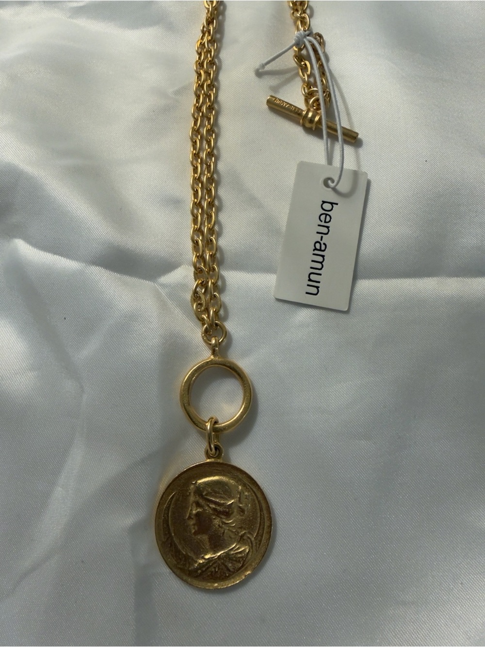 Ben-Amun Gold Sculpted Profile Medallion Necklace